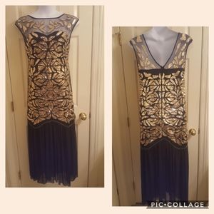 Gold & Black Sequin Party Dress. Sz. XL